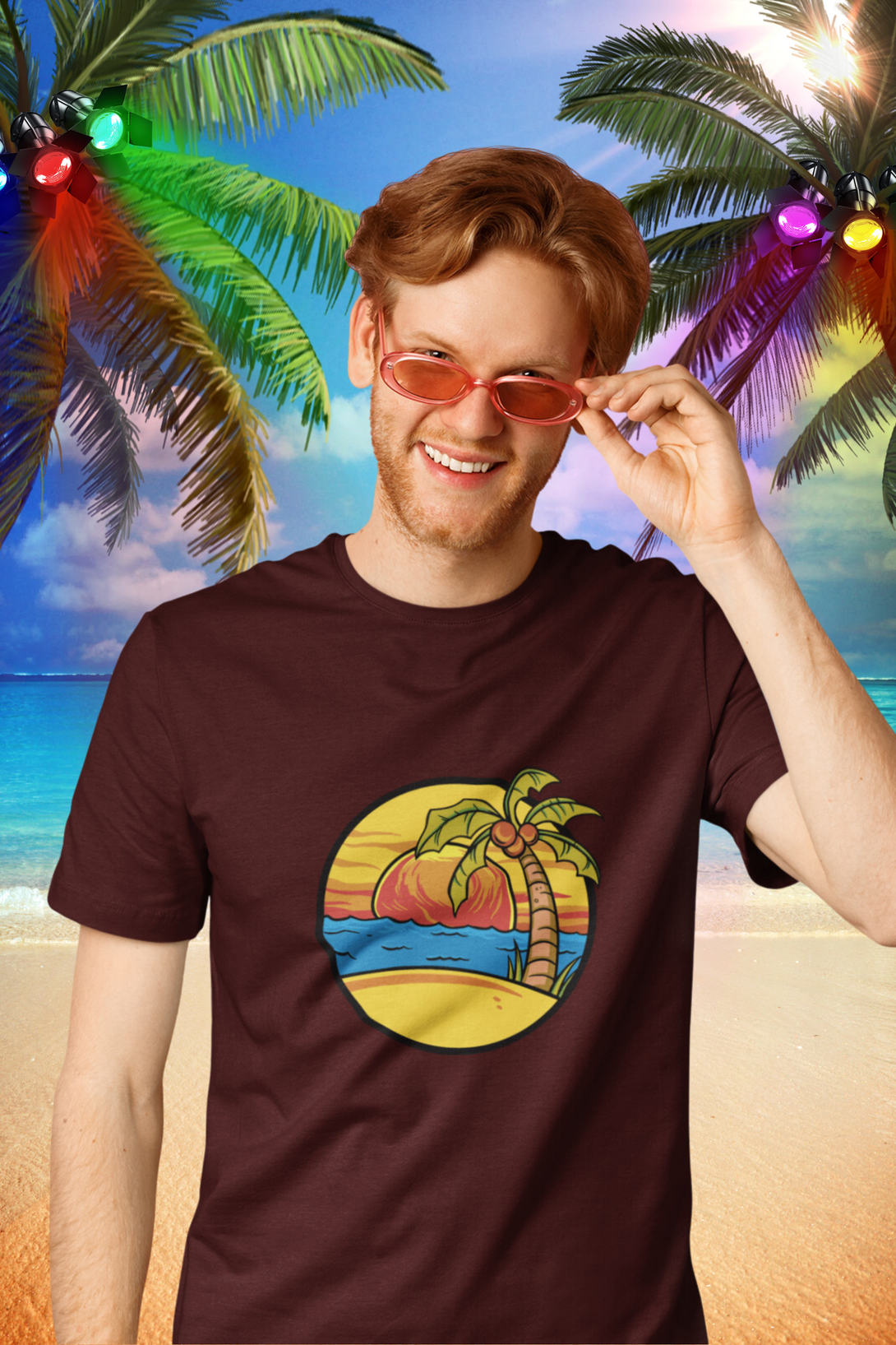 Summer Beach Sunset Printed T-Shirt For Men - WowWaves - 5