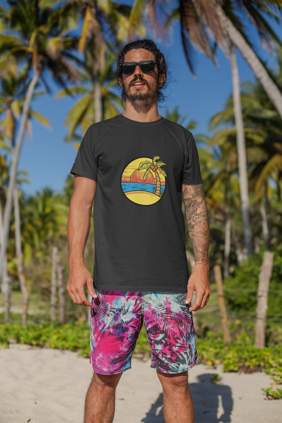 Summer Beach Sunset Printed T-Shirt For Men - WowWaves - 7