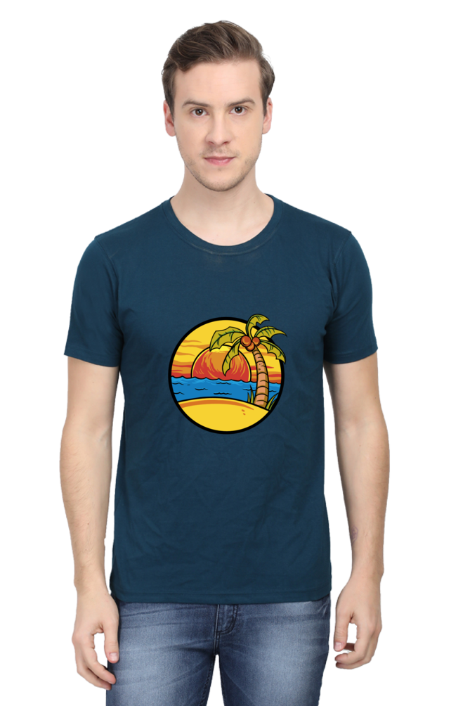 Summer Beach Sunset Printed T-Shirt For Men - WowWaves - 11
