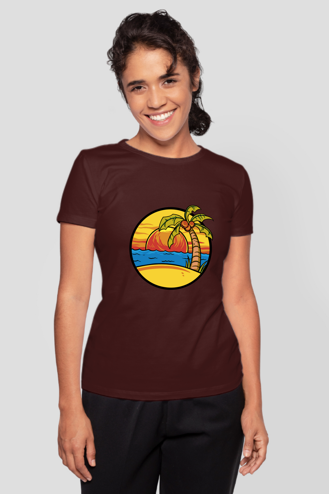 Summer Beach Sunset Printed T-Shirt For Women - WowWaves - 9