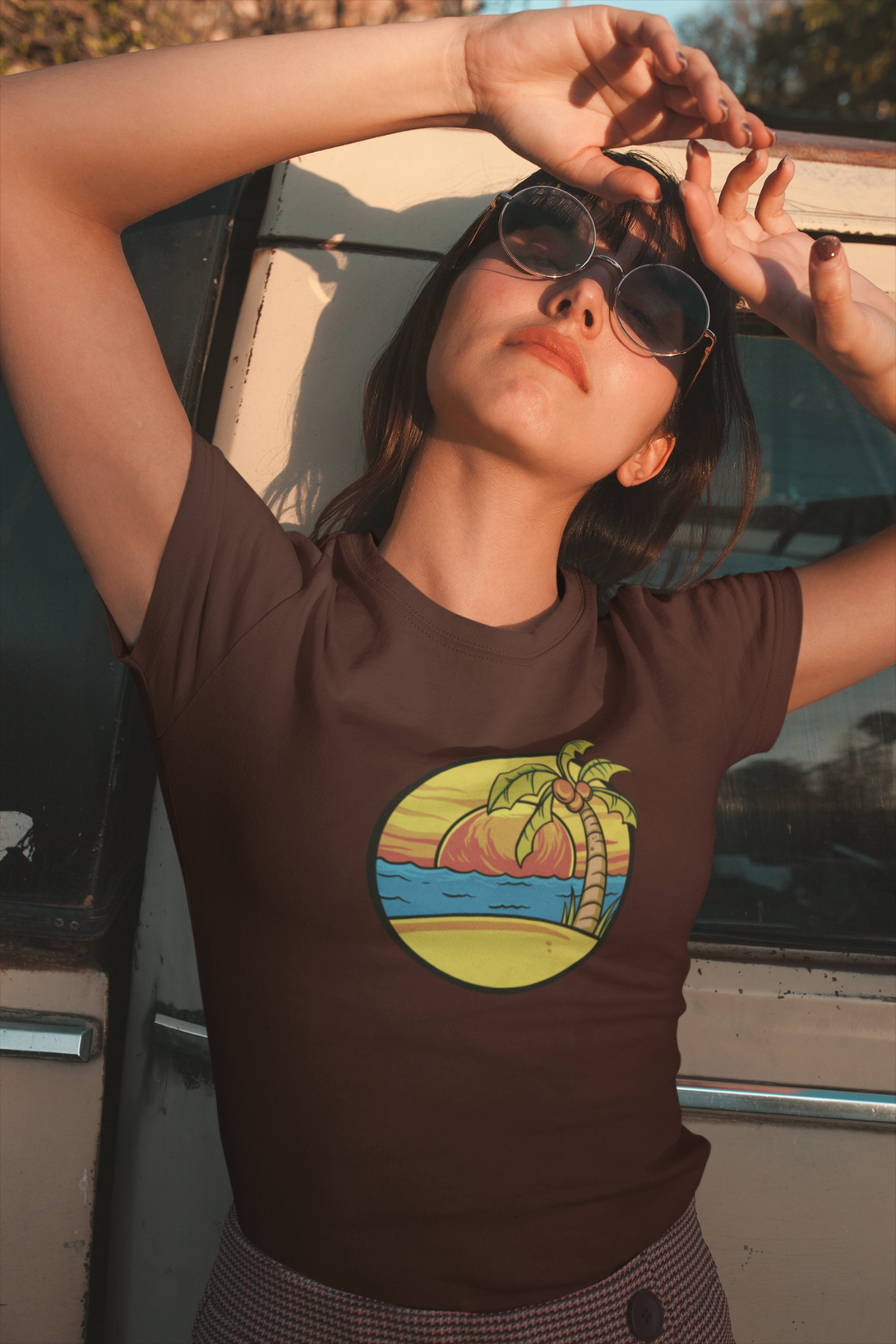 Summer Beach Sunset Printed T-Shirt For Women - WowWaves - 5