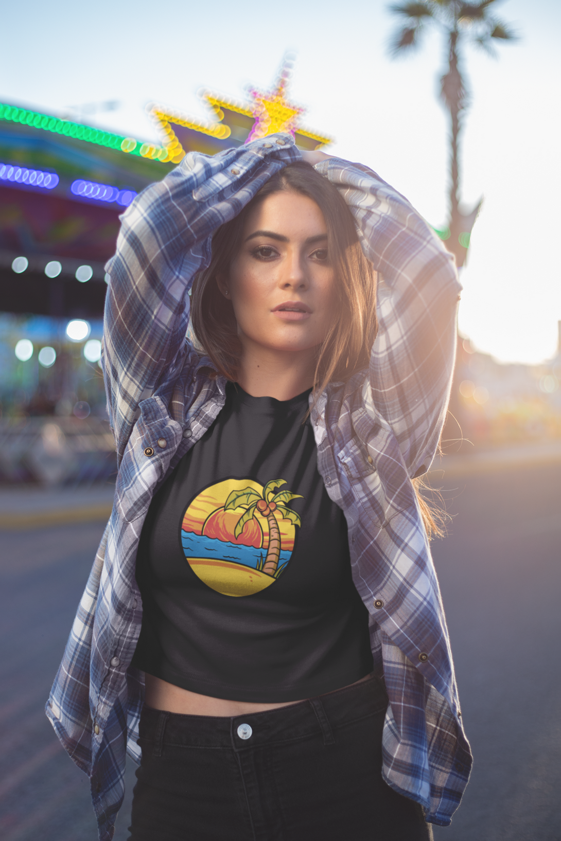 Summer Beach Sunset Printed T-Shirt For Women - WowWaves - 7