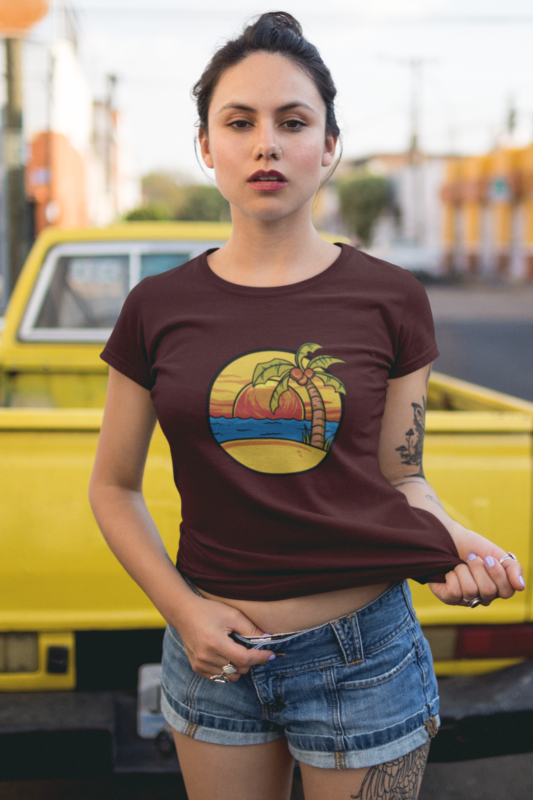 Summer Beach Sunset Printed T-Shirt For Women - WowWaves - 3