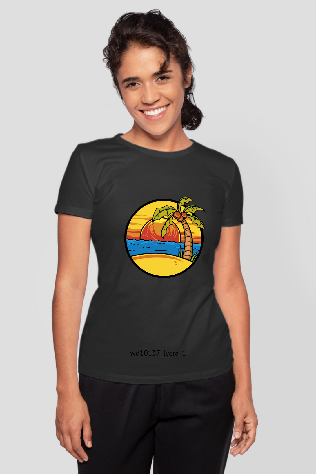 Summer Beach Sunset Printed T-Shirt For Women - WowWaves - 8