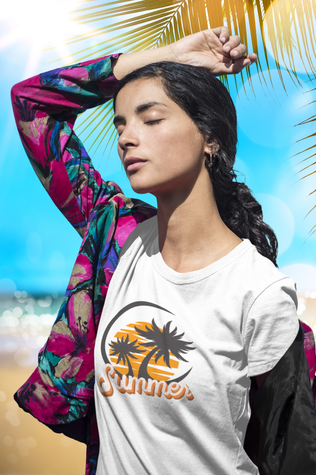 Summer Beach Vibes Printed T-Shirt For Women - WowWaves - 6