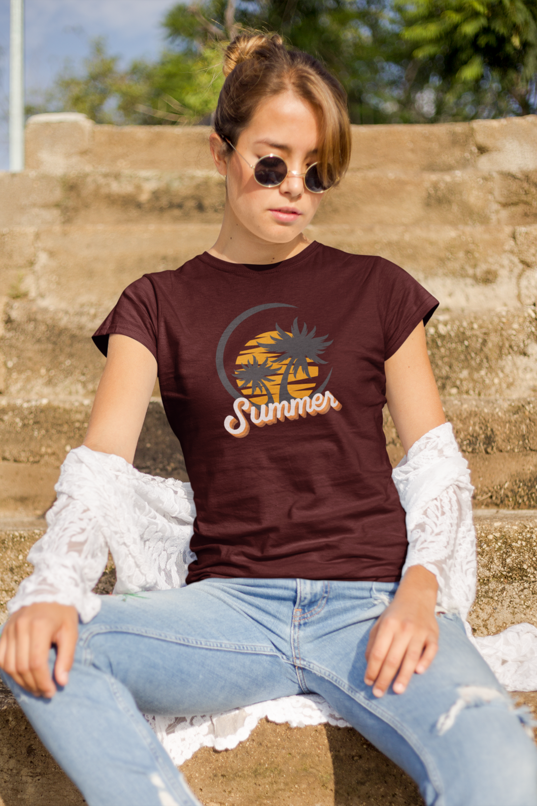 Summer Beach Vibes Printed T-Shirt For Women - WowWaves - 2