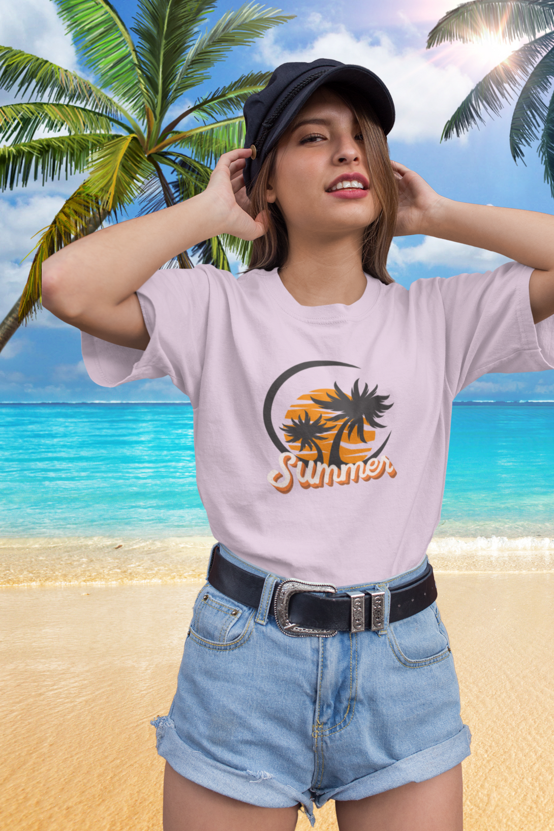 Summer Beach Vibes Printed T-Shirt For Women - WowWaves