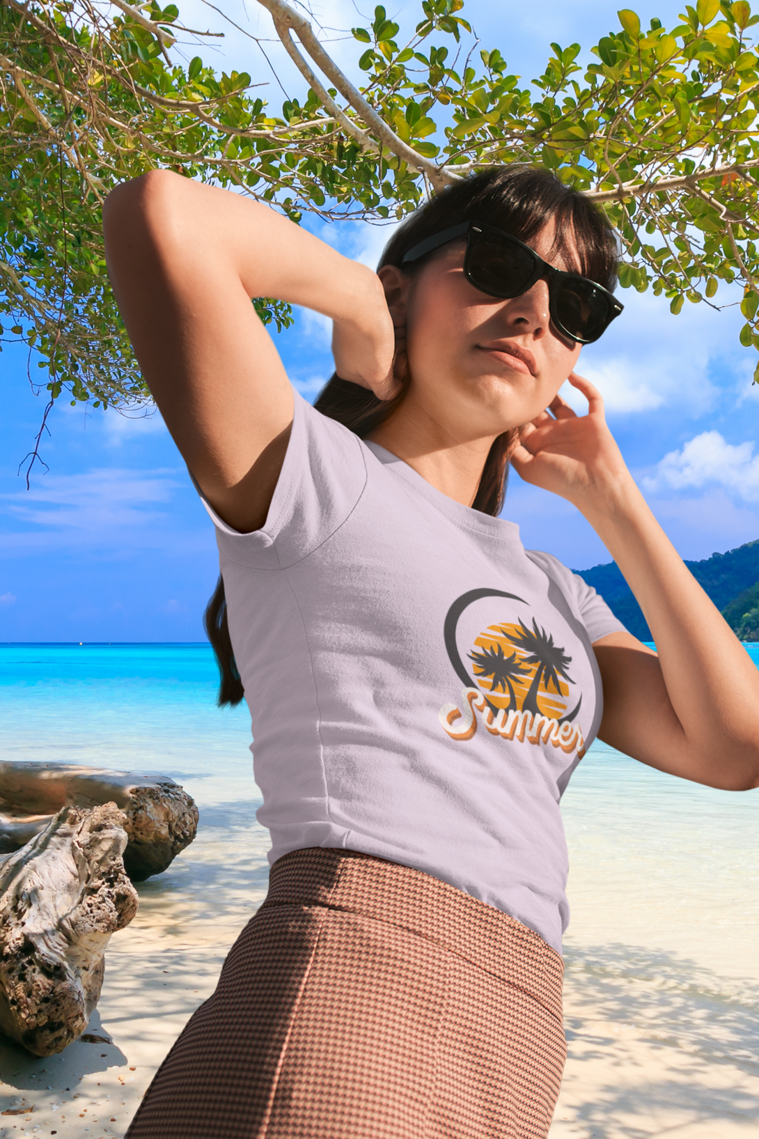 Summer Beach Vibes Printed T-Shirt For Women - WowWaves - 4