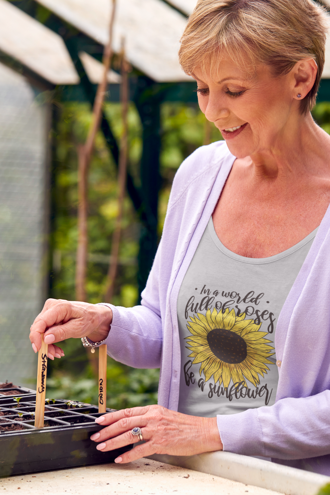 Sunflower Power Printed Scoop Neck T-Shirt For Women - WowWaves - 6