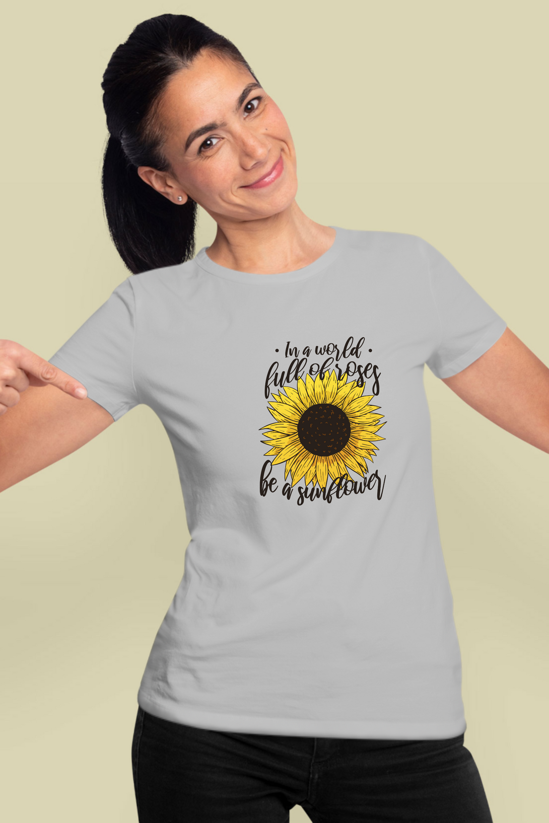 Sunflower Power Printed T-Shirt For Women - WowWaves - 10