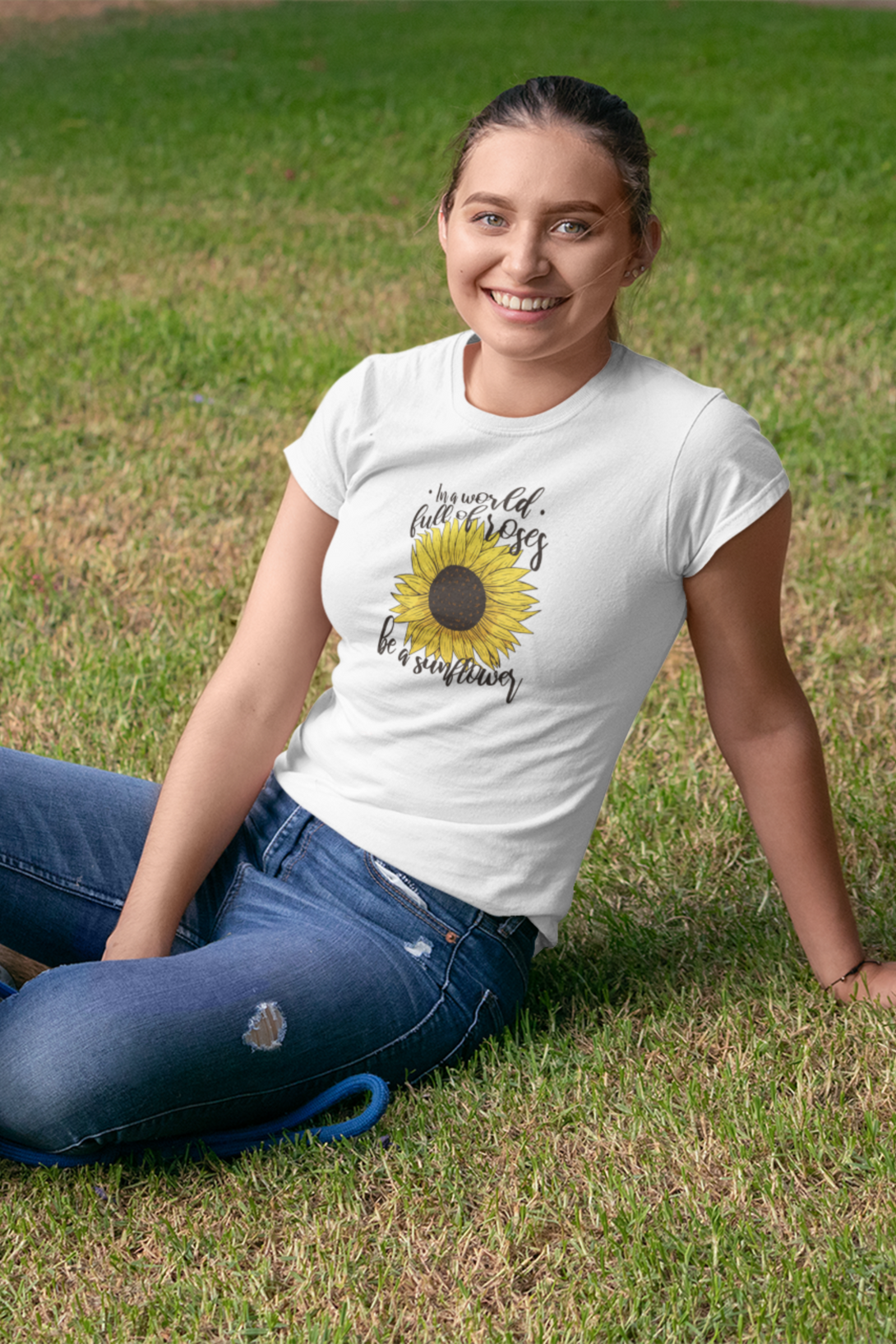 Sunflower Power Printed T-Shirt For Women - WowWaves - 4