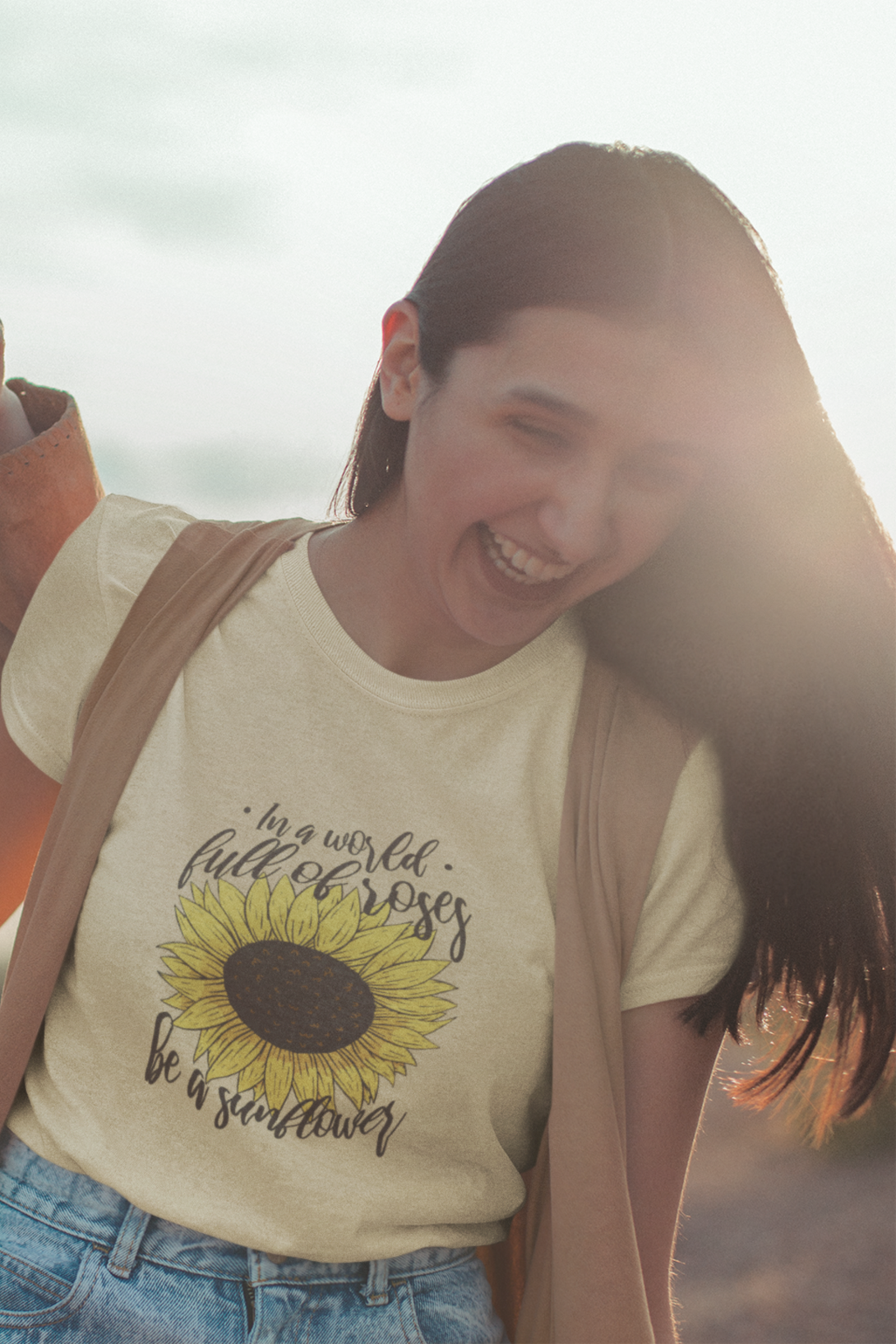 Sunflower Power Printed T-Shirt For Women - WowWaves - 6