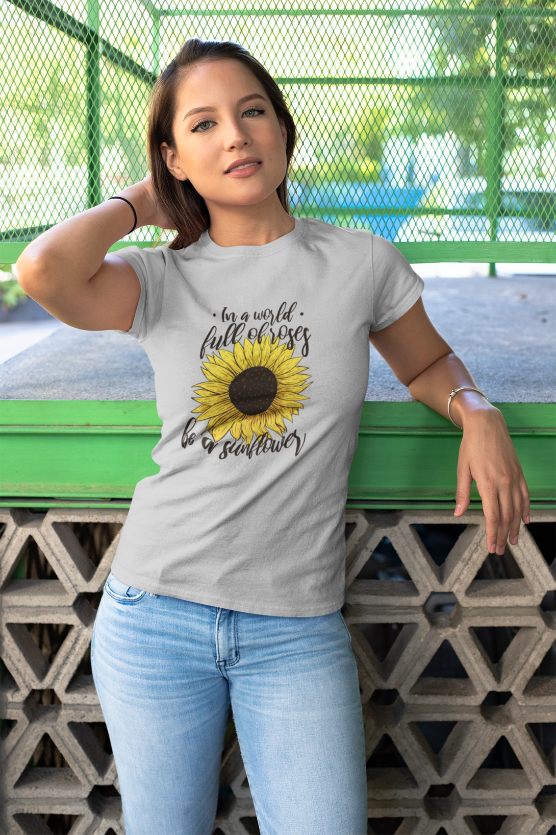 Sunflower Power Printed T-Shirt For Women - WowWaves - 5
