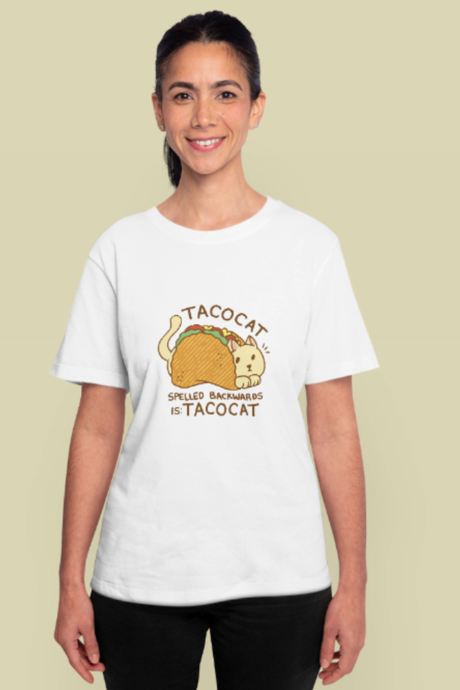 Cat In Taco Printed T-Shirt For Women - WowWaves - 11
