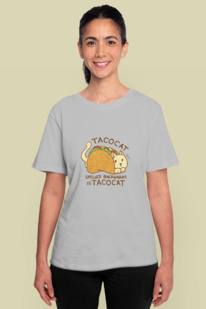 Cat In Taco Printed T-Shirt For Women - WowWaves - 7