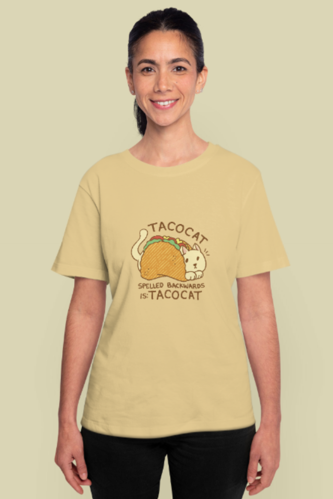 Cat In Taco Printed T-Shirt For Women - WowWaves - 8