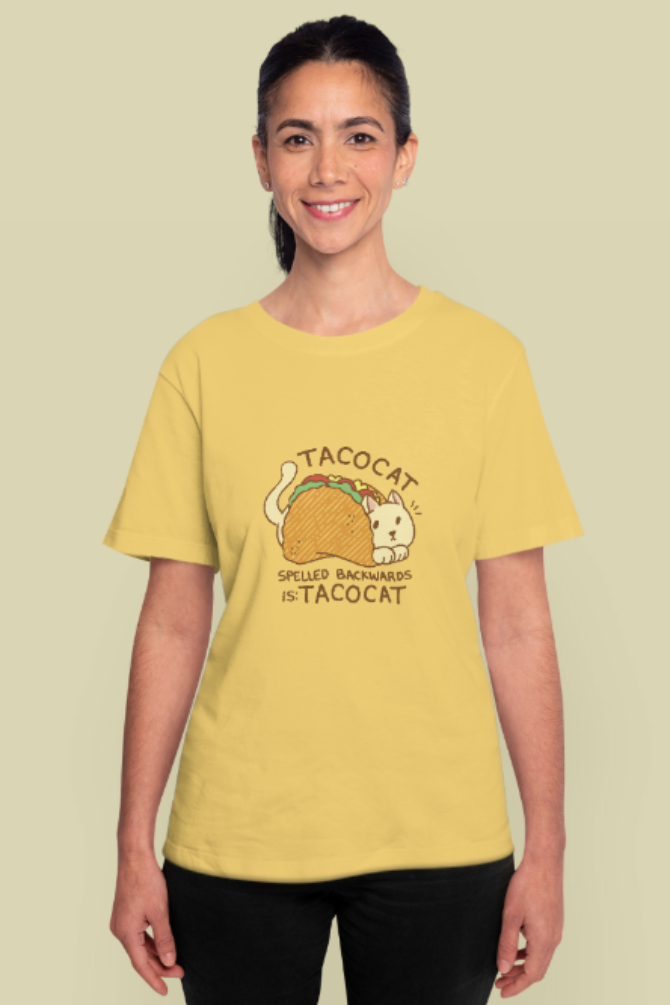 Cat In Taco Printed T-Shirt For Women - WowWaves - 5