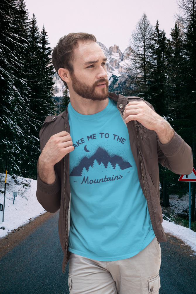 Take Me To The Mountains Printed T-Shirt For Men - WowWaves - 3