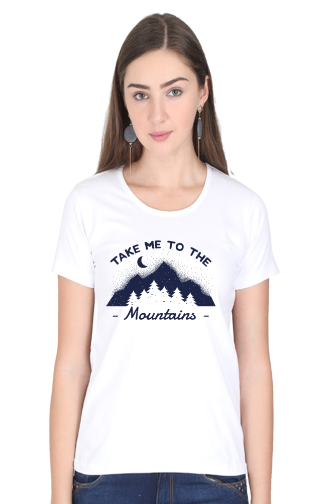 Take Me To The Mountains Printed Scoop Neck T-Shirt For Women - WowWaves - 6