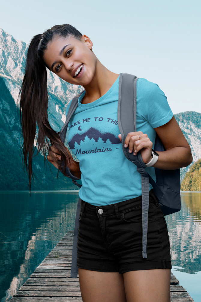 Take Me To The Mountains Printed T-Shirt For Women - WowWaves - 7