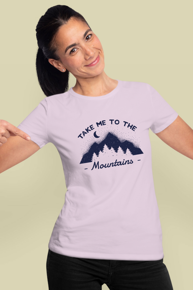 Take Me To The Mountains Printed T-Shirt For Women - WowWaves - 14
