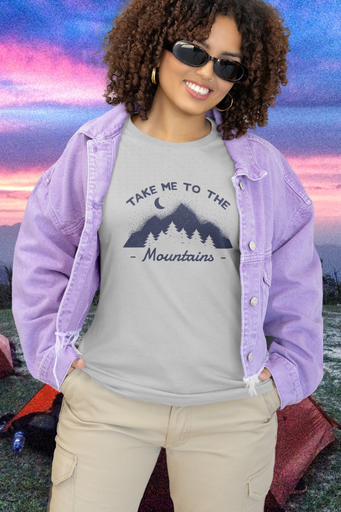Take Me To The Mountains Printed T-Shirt For Women - WowWaves - 9