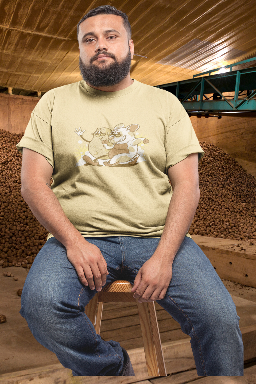 Tater & Piggie Printed T-Shirt For Men - WowWaves - 4