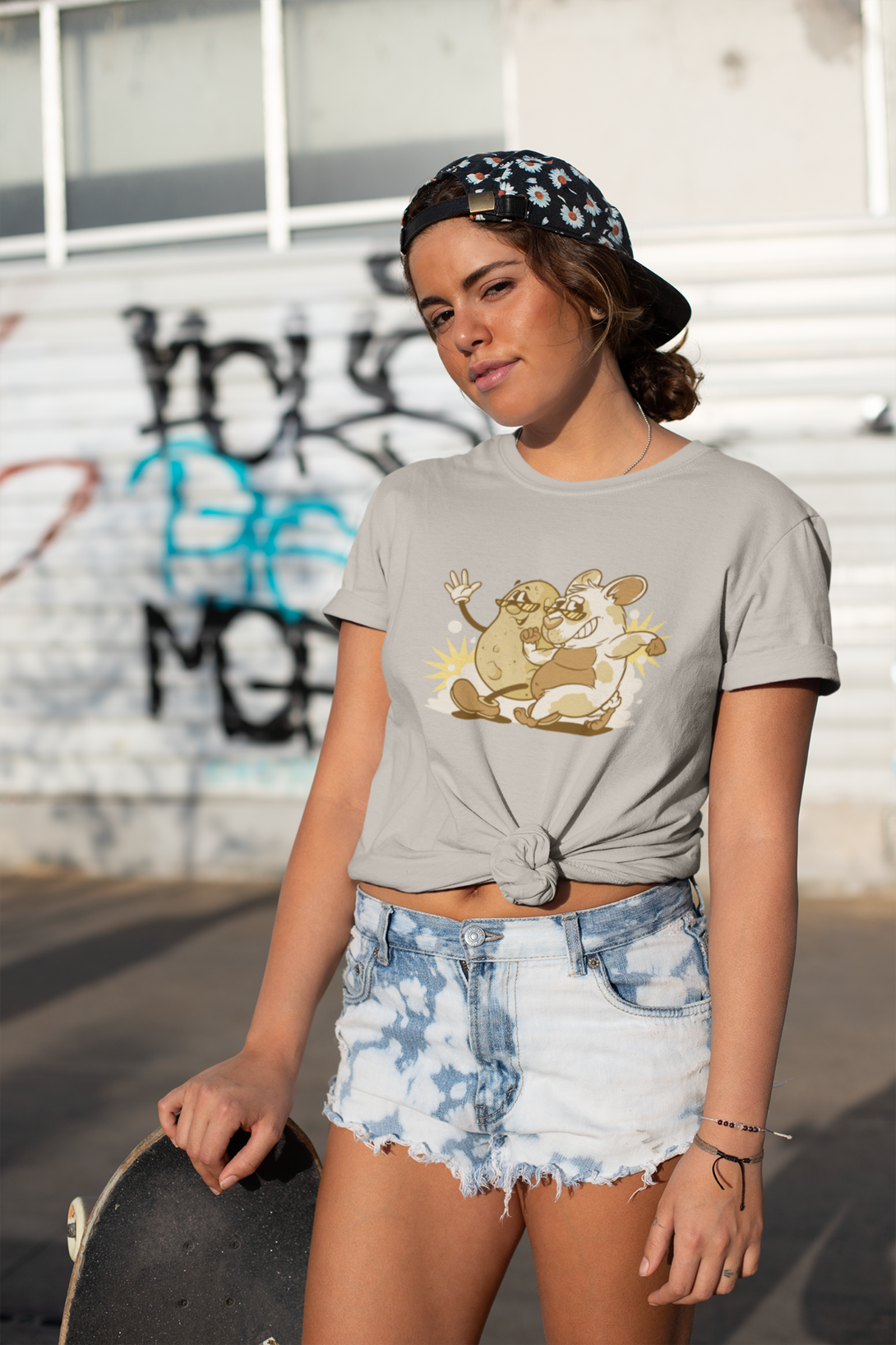Tater & Piggie Printed T-Shirt For Women - WowWaves - 2