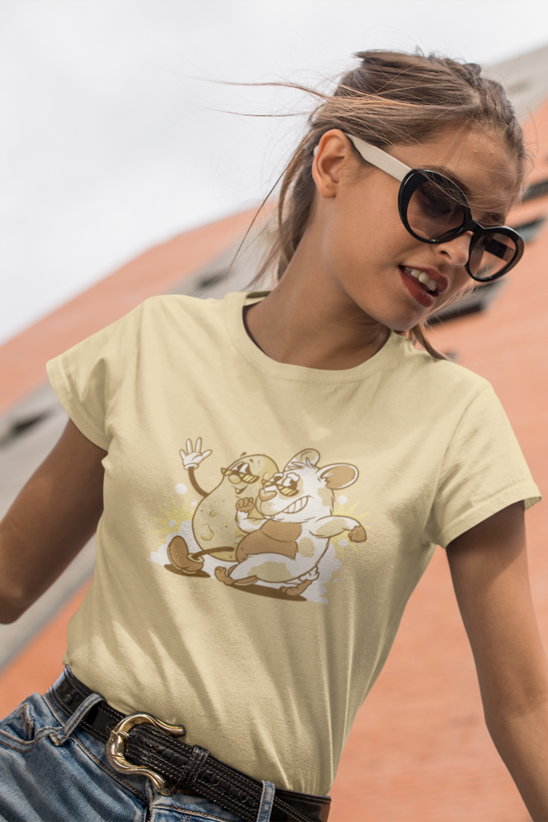 Tater & Piggie Printed T-Shirt For Women - WowWaves - 6