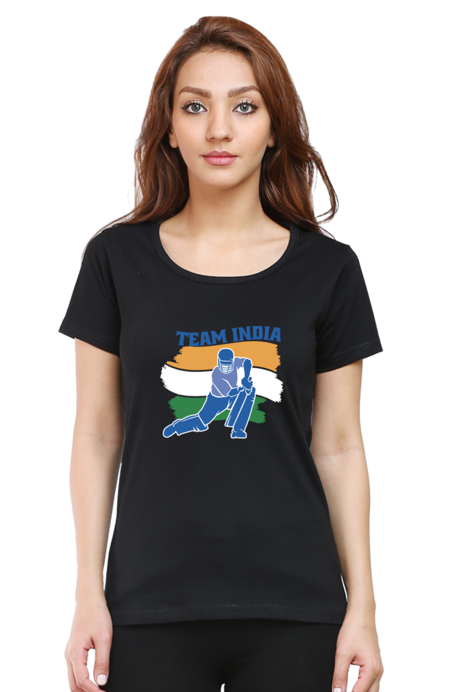 Team India Cricket Printed Scoop Neck T-Shirt For Women - WowWaves - 8