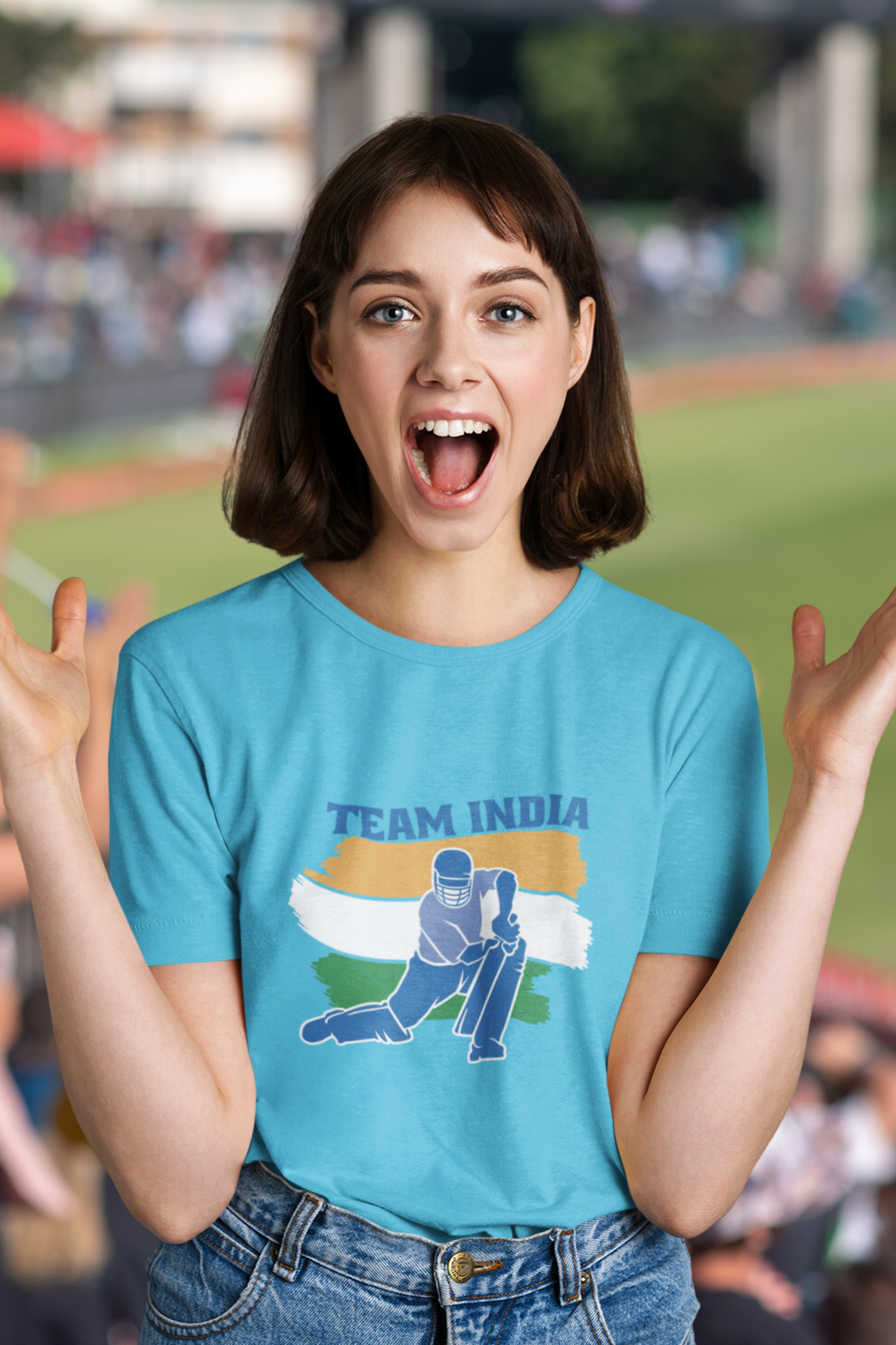 Team India Cricket Printed Scoop Neck T-Shirt For Women - WowWaves - 2