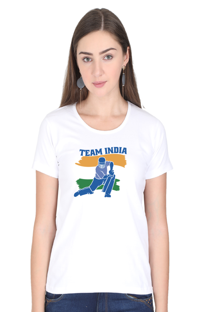 Team India Cricket Printed Scoop Neck T-Shirt For Women - WowWaves - 7