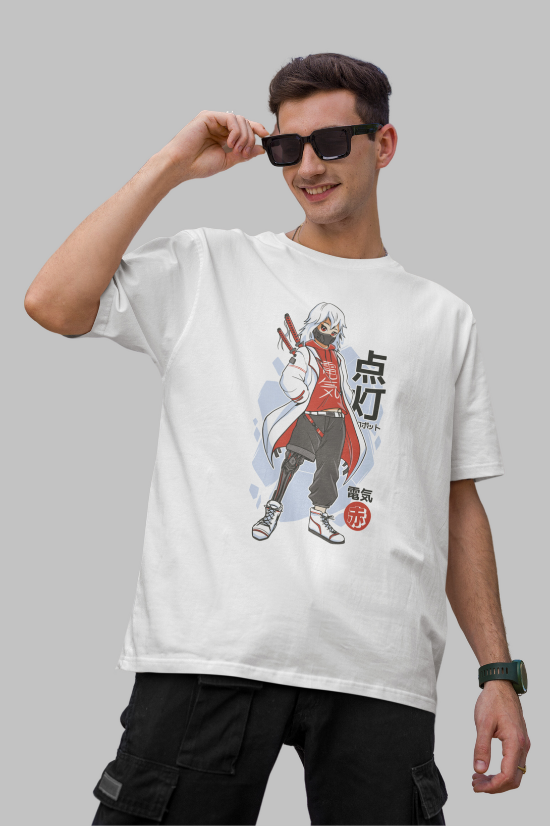 Anime Techwear Printed Oversized T Shirt For Men - WowWaves - 4