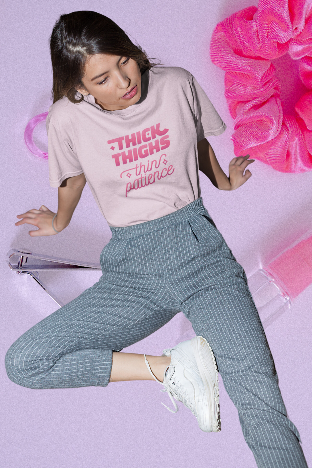 Thick Things Thin Patience Printed T-Shirt For Women - WowWaves - 2