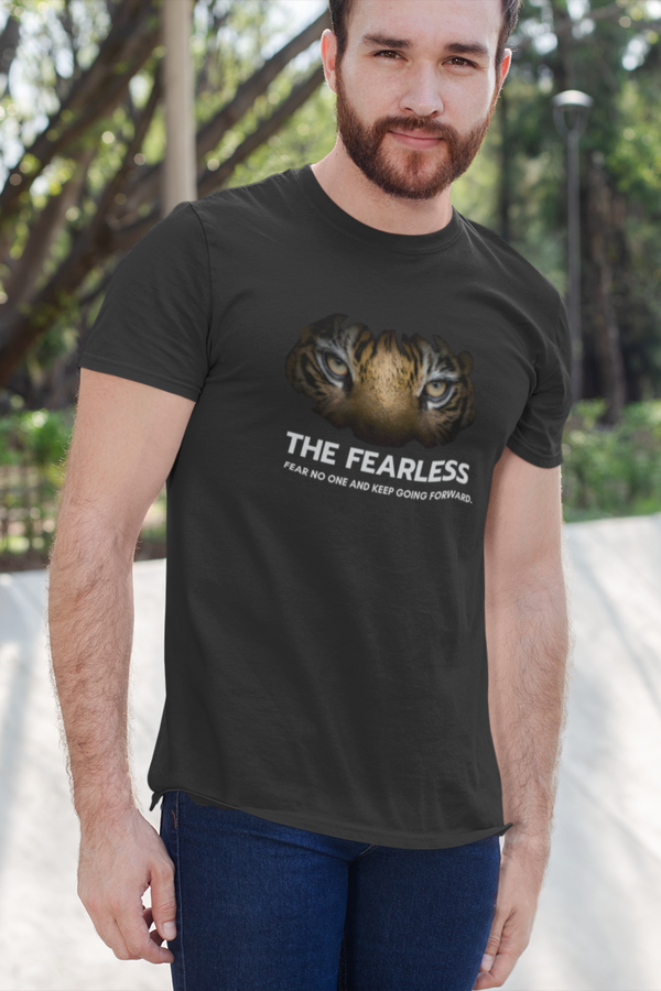 Tiger No Fear Black Printed T-Shirt For Men - WowWaves