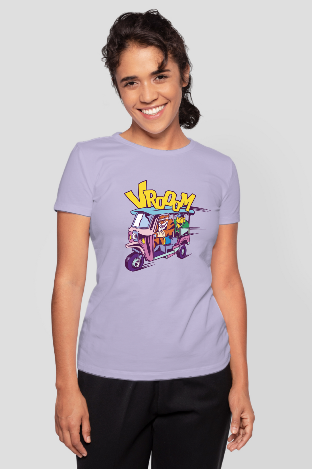 Tiger Rickshaw Printed T-Shirt For Women - WowWaves - 11
