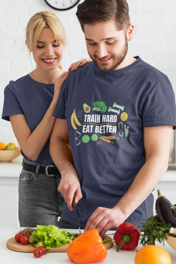 Train Hard, Eat Better Printed T-Shirt For Men - WowWaves