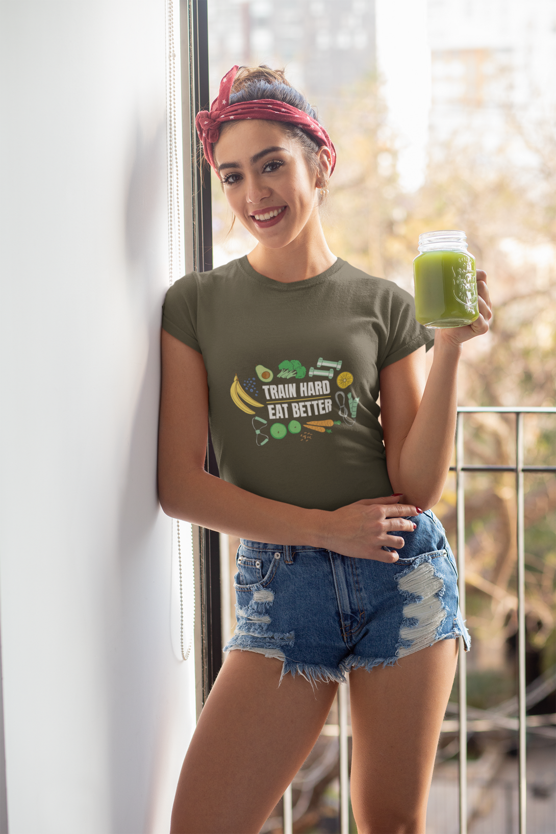 Train Hard, Eat Better Printed T-Shirt For Women - WowWaves - 3