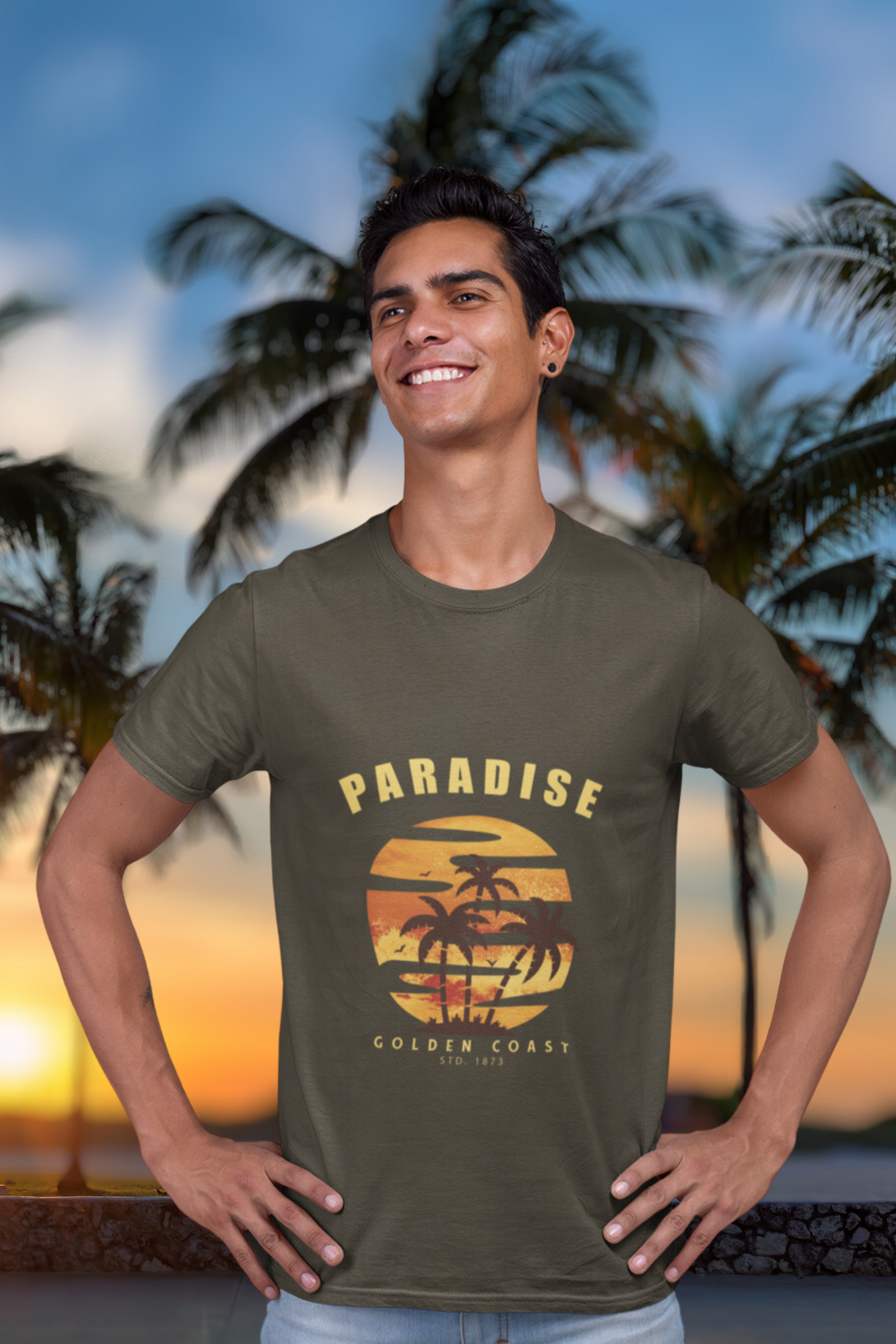 Tropical Paradise Printed T-Shirt For Men - WowWaves - 4