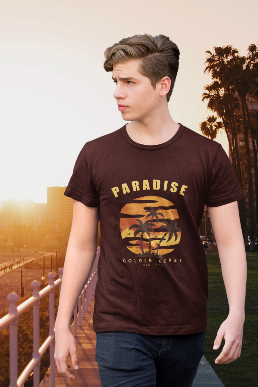 Tropical Paradise Printed T-Shirt For Men - WowWaves - 3