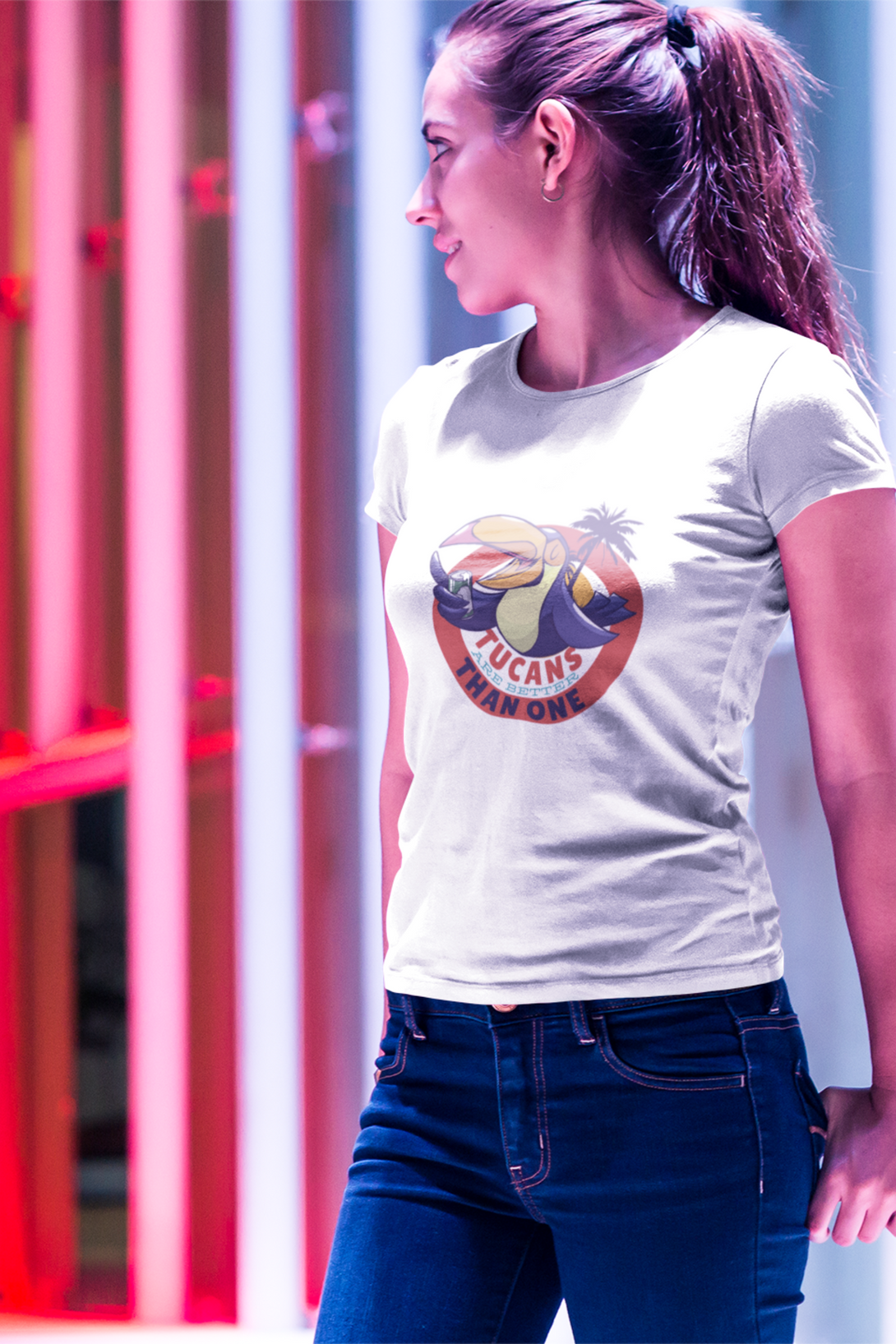 Tucans Are Better Tha One Printed T-Shirt For Women - WowWaves - 7