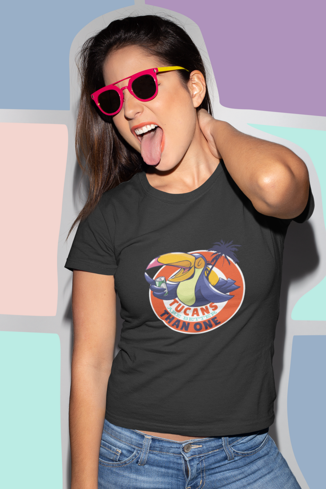Tucans Are Better Tha One Printed T-Shirt For Women - WowWaves - 5