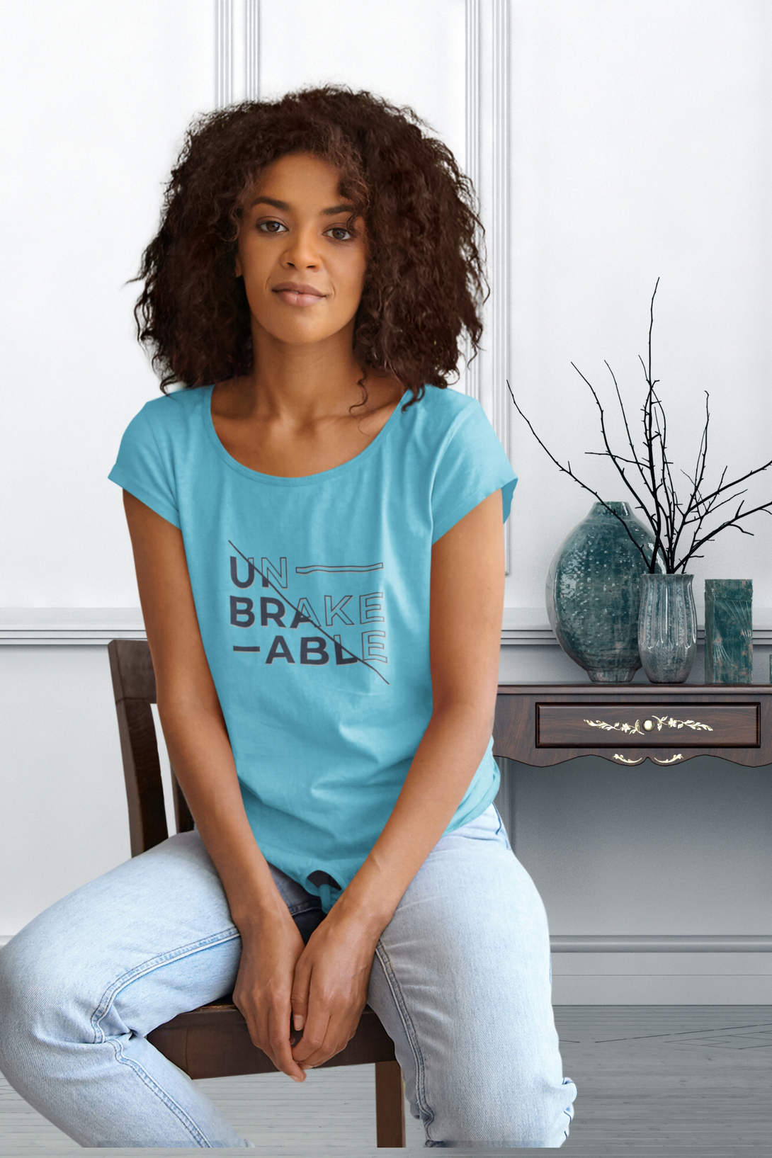 Unbreakable Printed Scoop Neck T-Shirt For Women - WowWaves - 8