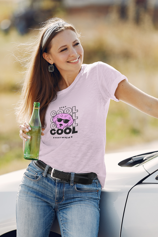 Stay Cool Everywhere Printed Scoop Neck T-Shirt For Women - WowWaves