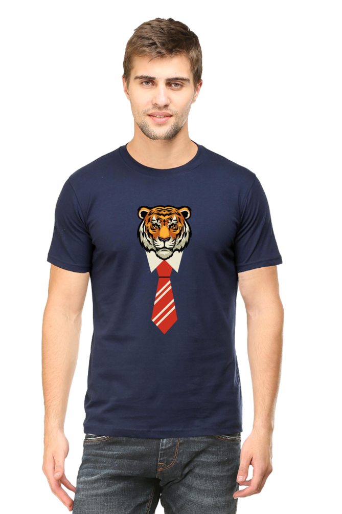 Tiger With Tie Printed T-Shirt For Men - WowWaves - 10