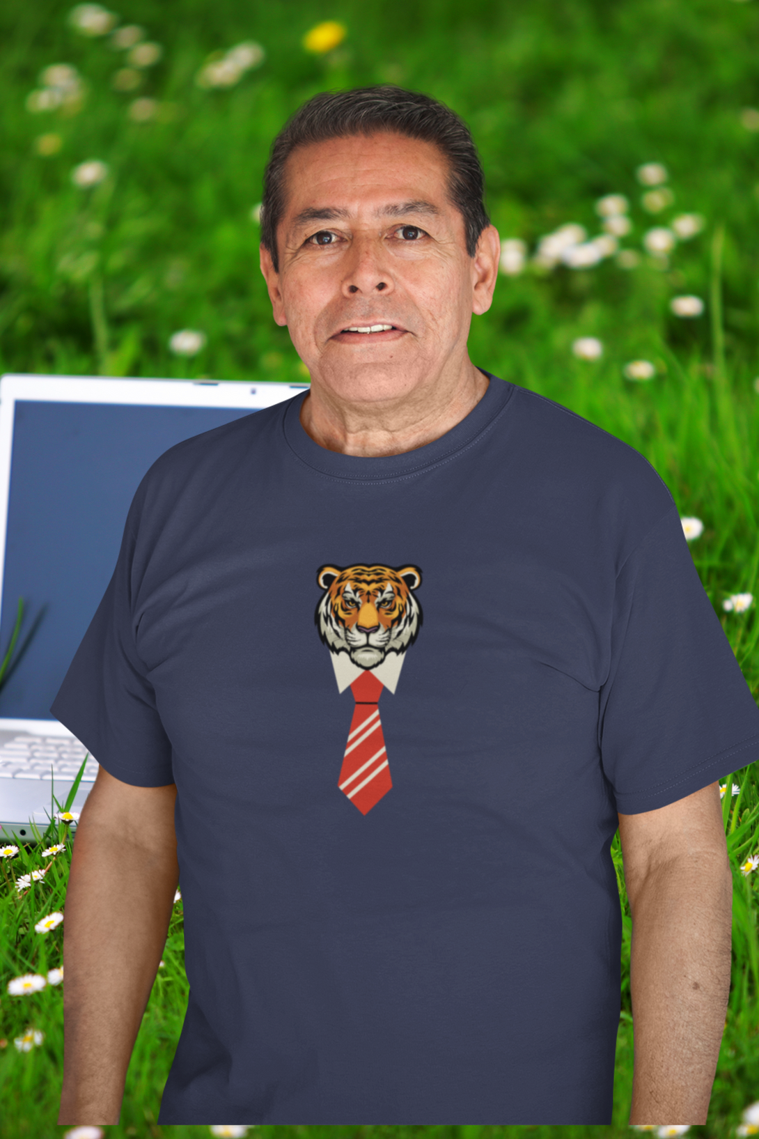 Tiger With Tie Printed T-Shirt For Men - WowWaves - 5