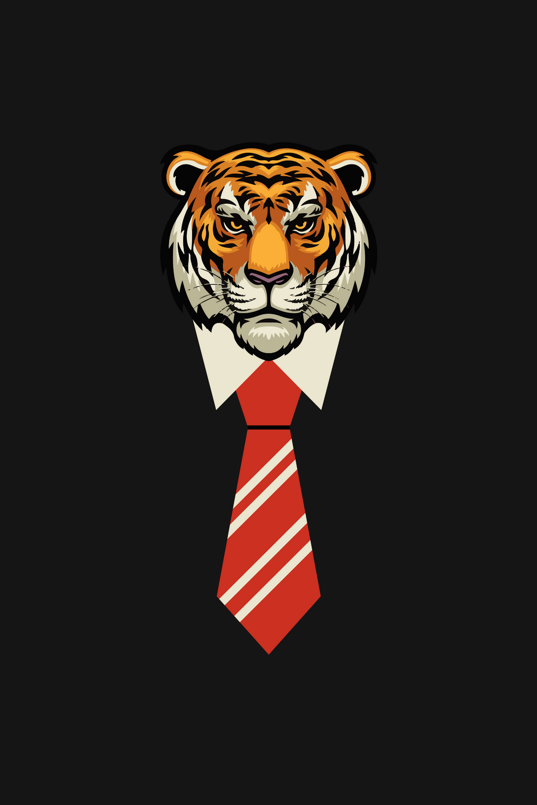 Tiger With Tie Printed T-Shirt For Men - WowWaves - 1