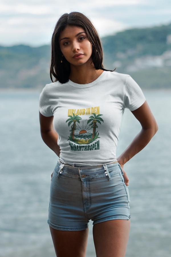Vacation Away From People Printed T-Shirt For Women - WowWaves