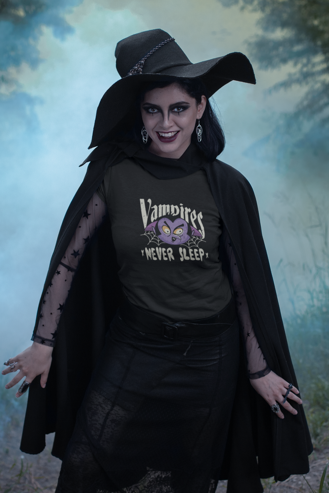 Vampires Never Sleep Printed T-Shirt For Women - WowWaves - 4