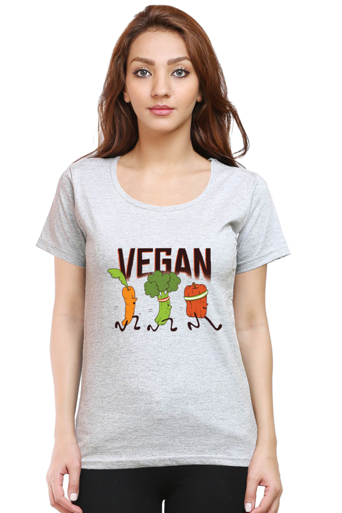 Vegan Runners Printed Scoop Neck T-Shirt For Women - WowWaves - 12